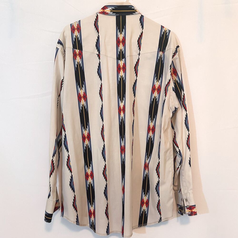 VINTAGE WRANGLER 90s White Southwestern Button Up Shirt Sz. L - Picture 4 of 4